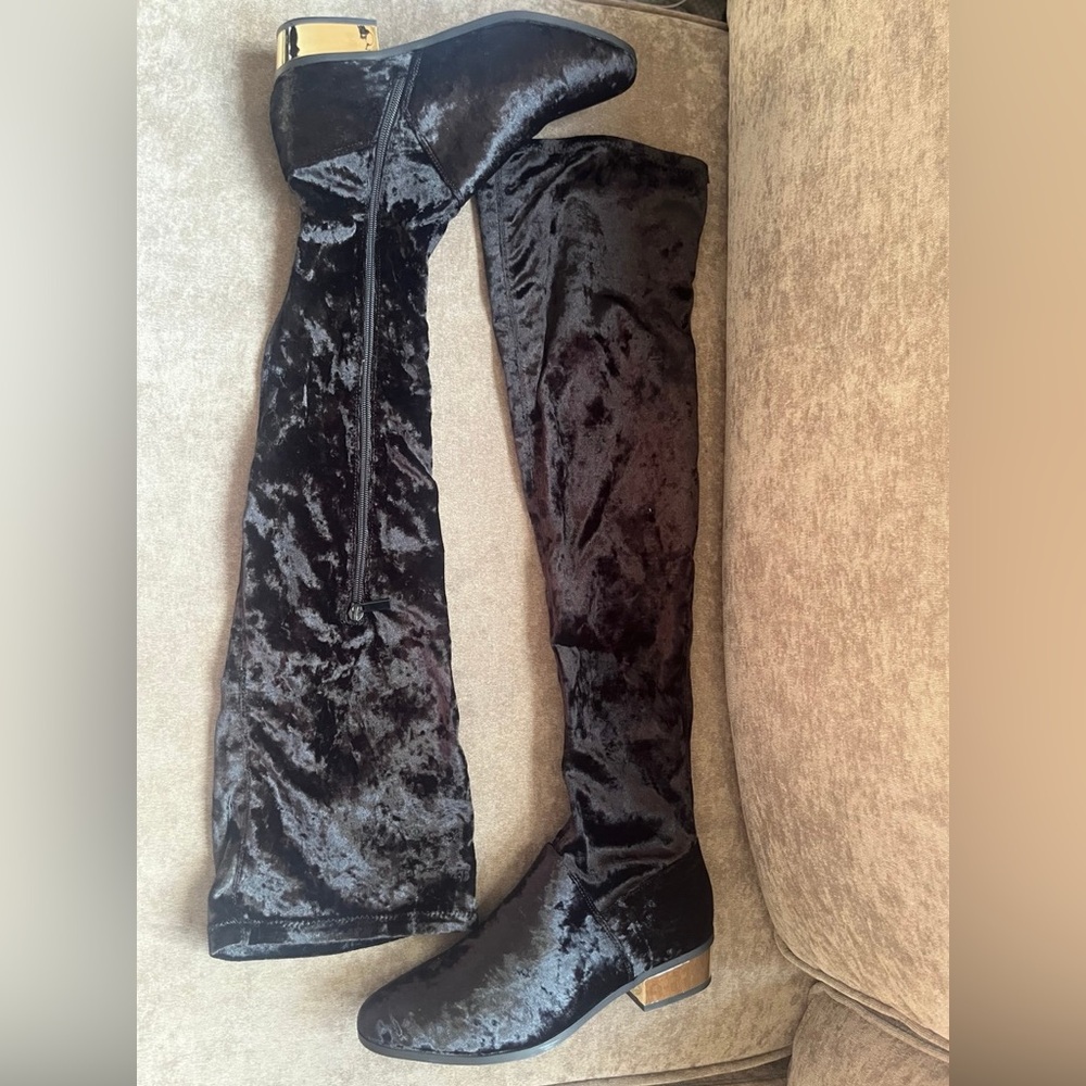 Black Velvet Over-the-Knee Boots